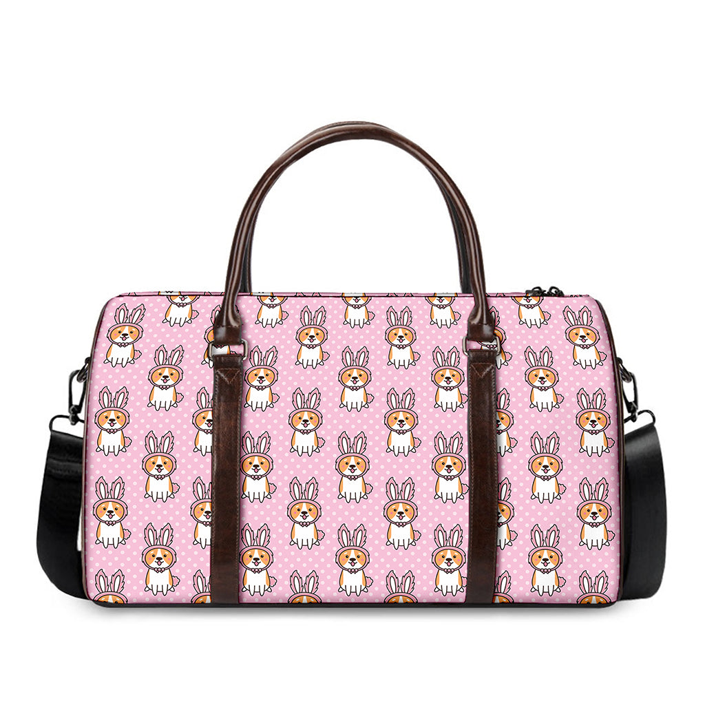 Bunny Corgi Pattern Print Duffle Bag