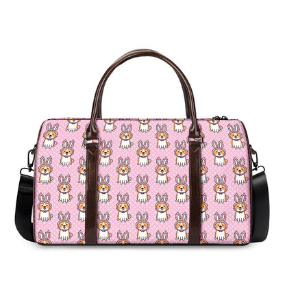 Bunny Corgi Pattern Print Duffle Bag