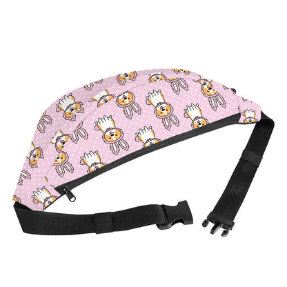 Bunny Corgi Pattern Print Fanny Pack