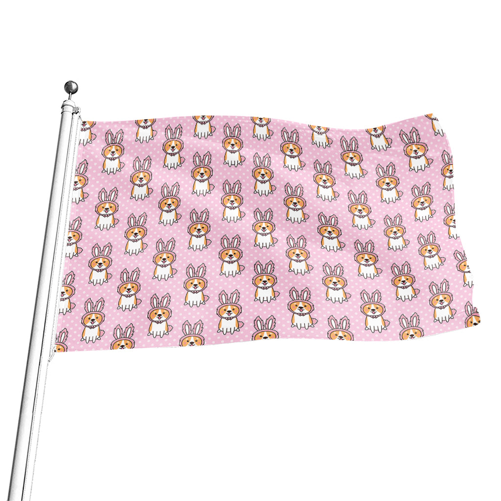 Bunny Corgi Pattern Print Flag