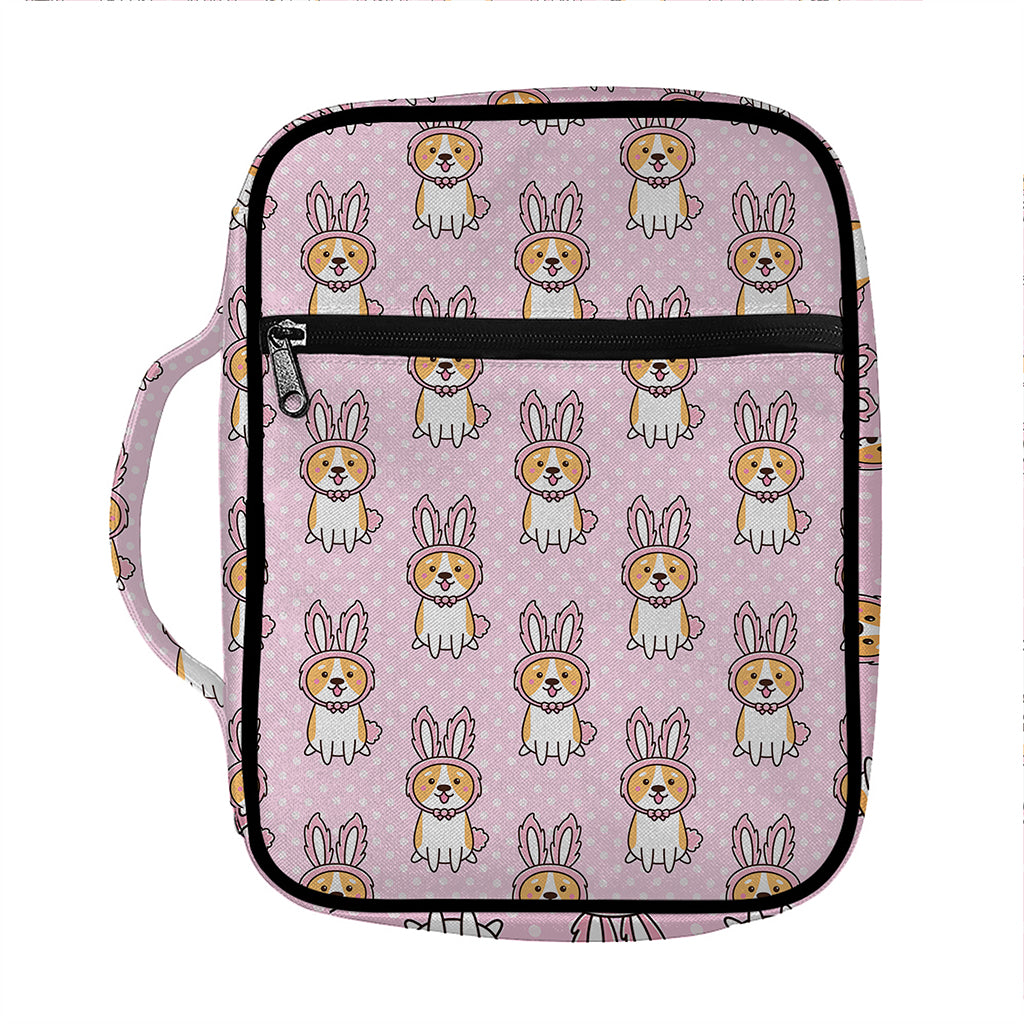 Bunny Corgi Pattern Print Front Pocket Bible Bag