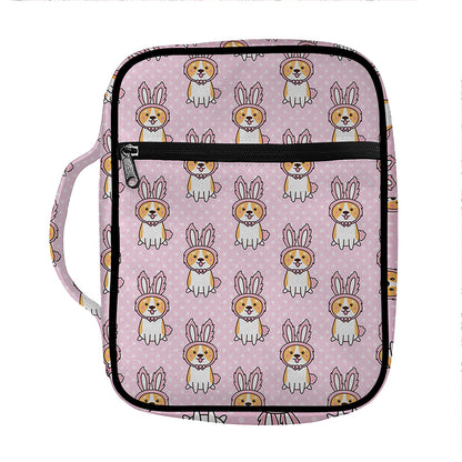 Bunny Corgi Pattern Print Front Pocket Bible Bag