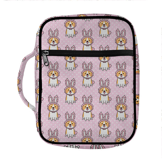 Bunny Corgi Pattern Print Front Pocket Bible Bag