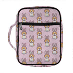 Bunny Corgi Pattern Print Front Pocket Bible Bag