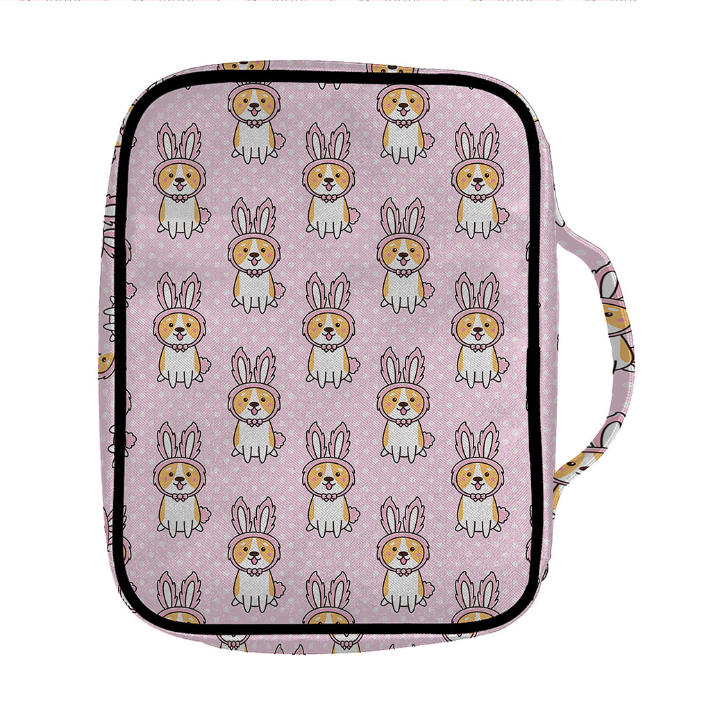 Bunny Corgi Pattern Print Front Pocket Bible Bag