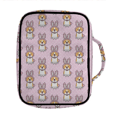 Bunny Corgi Pattern Print Front Pocket Bible Bag