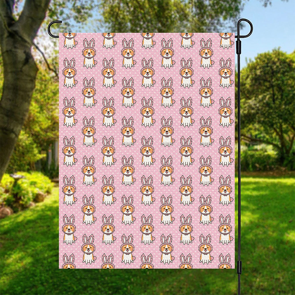 Bunny Corgi Pattern Print Garden Flag