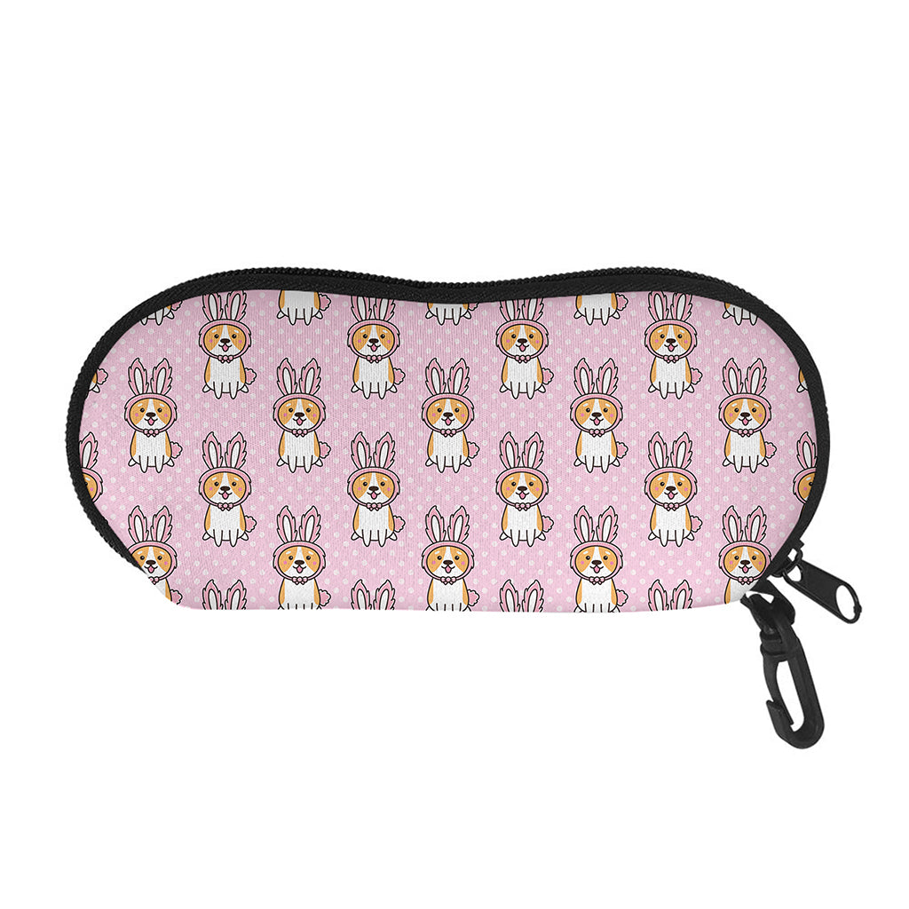 Bunny Corgi Pattern Print Glasses Case