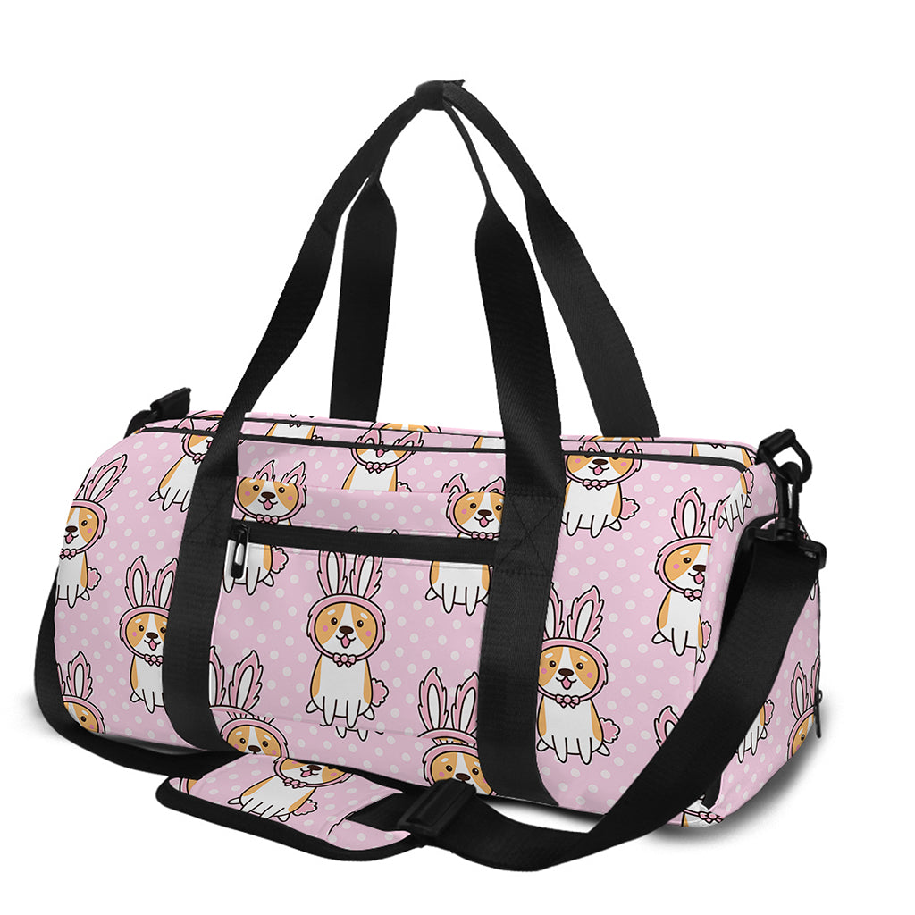 Bunny Corgi Pattern Print Gym Bag