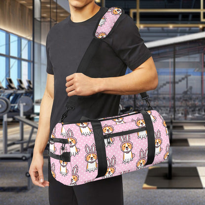 Bunny Corgi Pattern Print Gym Bag