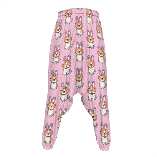 Bunny Corgi Pattern Print Hammer Pants
