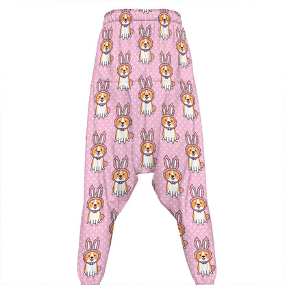 Bunny Corgi Pattern Print Hammer Pants