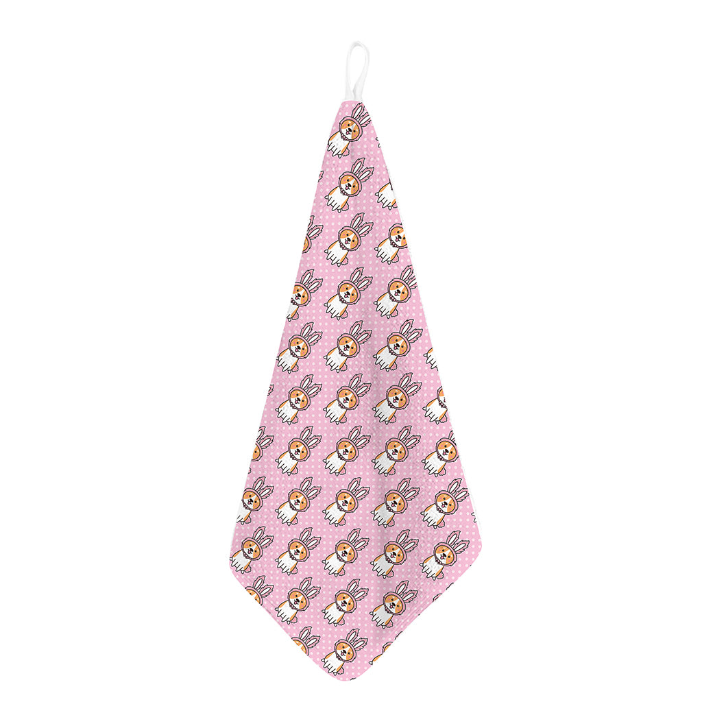 Bunny Corgi Pattern Print Hand Towel