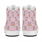Bunny Corgi Pattern Print High Top Leather Sneakers