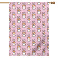 Bunny Corgi Pattern Print House Flag