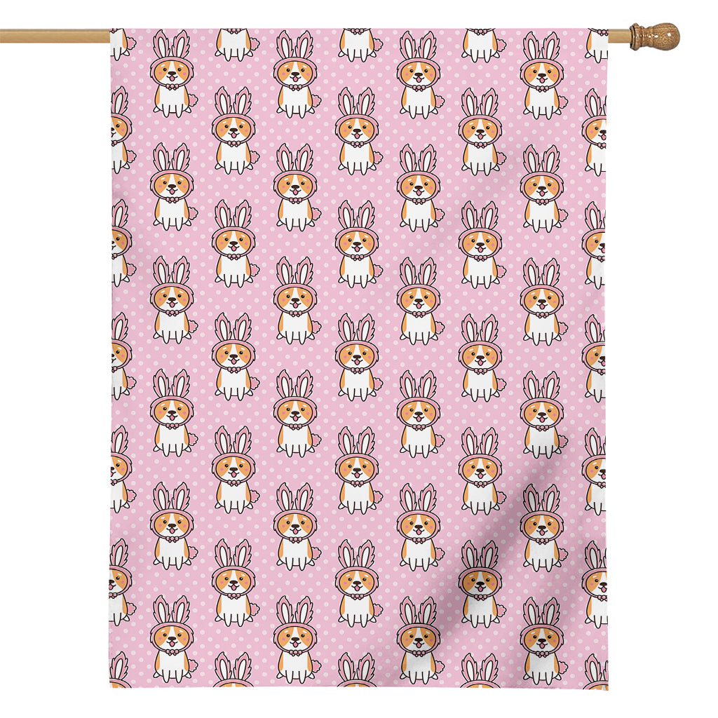 Bunny Corgi Pattern Print House Flag