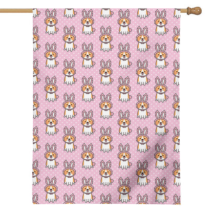 Bunny Corgi Pattern Print House Flag