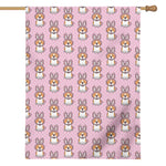 Bunny Corgi Pattern Print House Flag