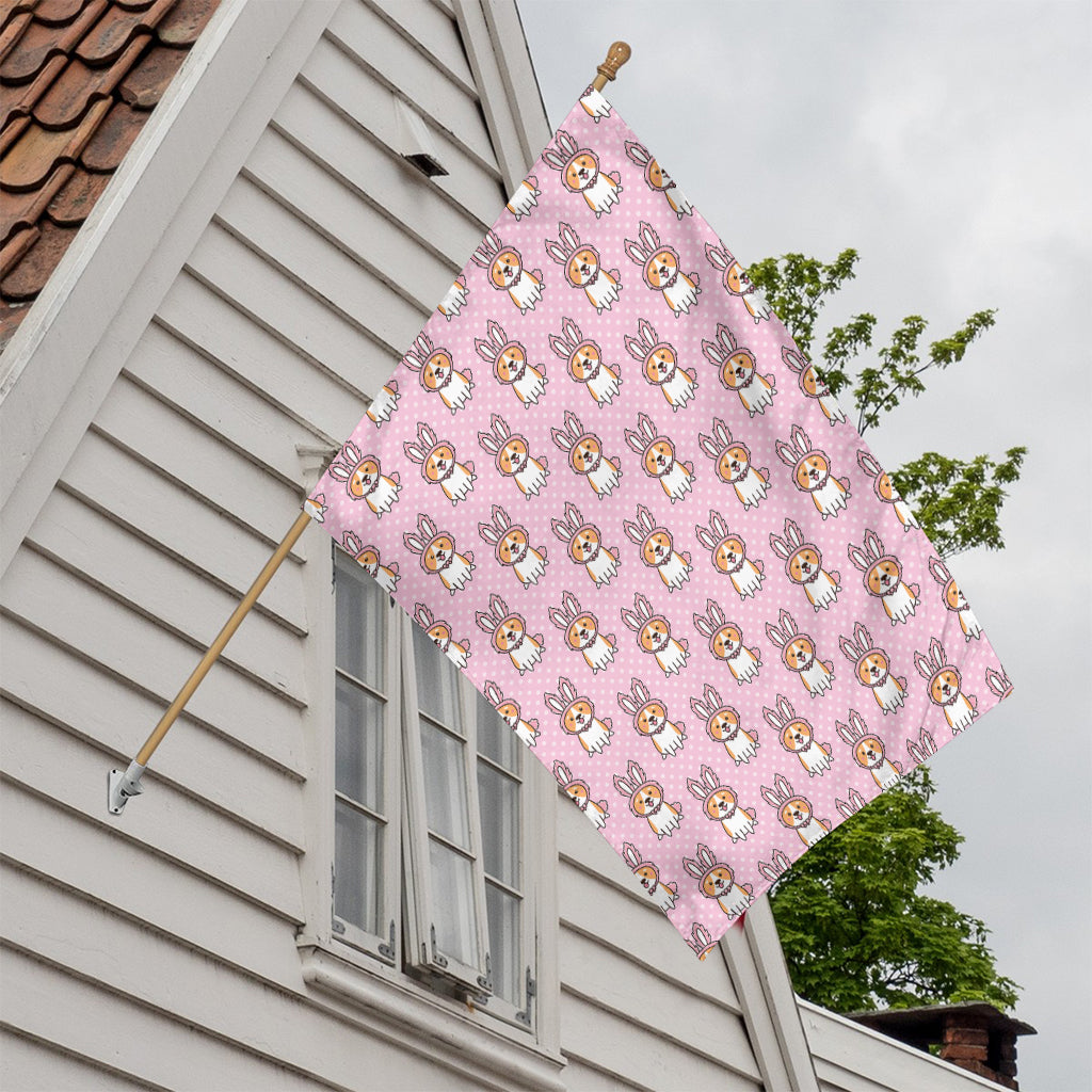 Bunny Corgi Pattern Print House Flag
