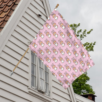 Bunny Corgi Pattern Print House Flag