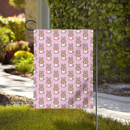 Bunny Corgi Pattern Print House Flag
