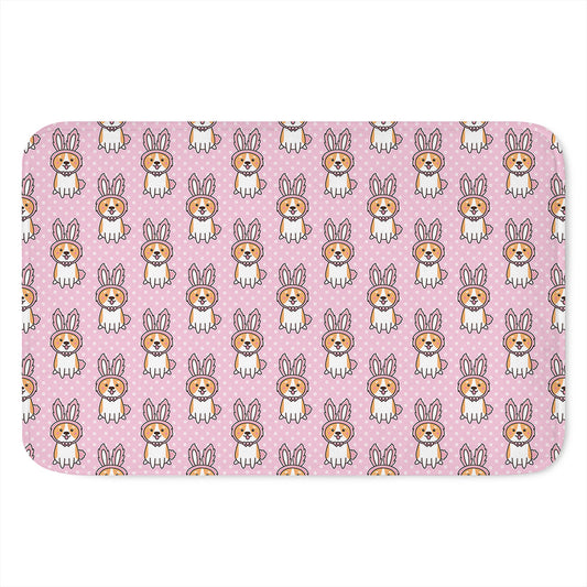 Bunny Corgi Pattern Print Indoor Door Mat