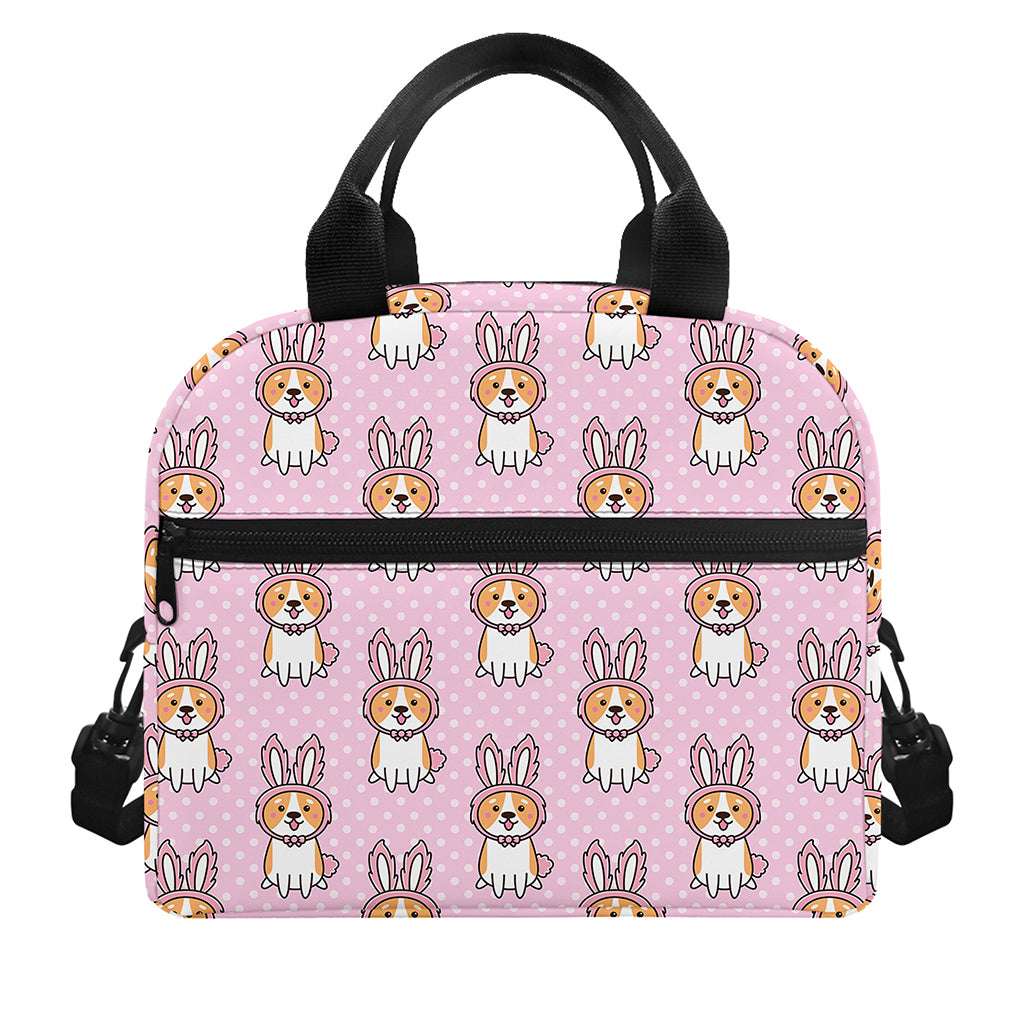 Bunny Corgi Pattern Print Insulated Lunch Bag
