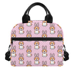 Bunny Corgi Pattern Print Insulated Lunch Bag