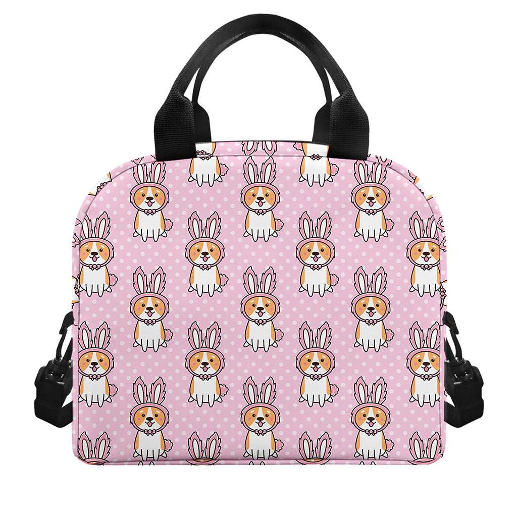 Bunny Corgi Pattern Print Insulated Lunch Bag