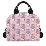 Bunny Corgi Pattern Print Insulated Lunch Bag