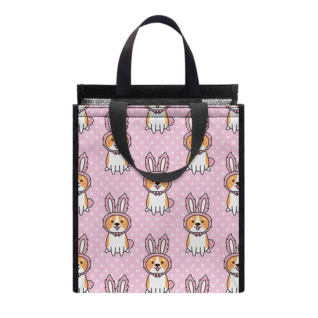Bunny Corgi Pattern Print Insulated Lunch Tote