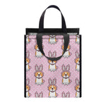 Bunny Corgi Pattern Print Insulated Lunch Tote