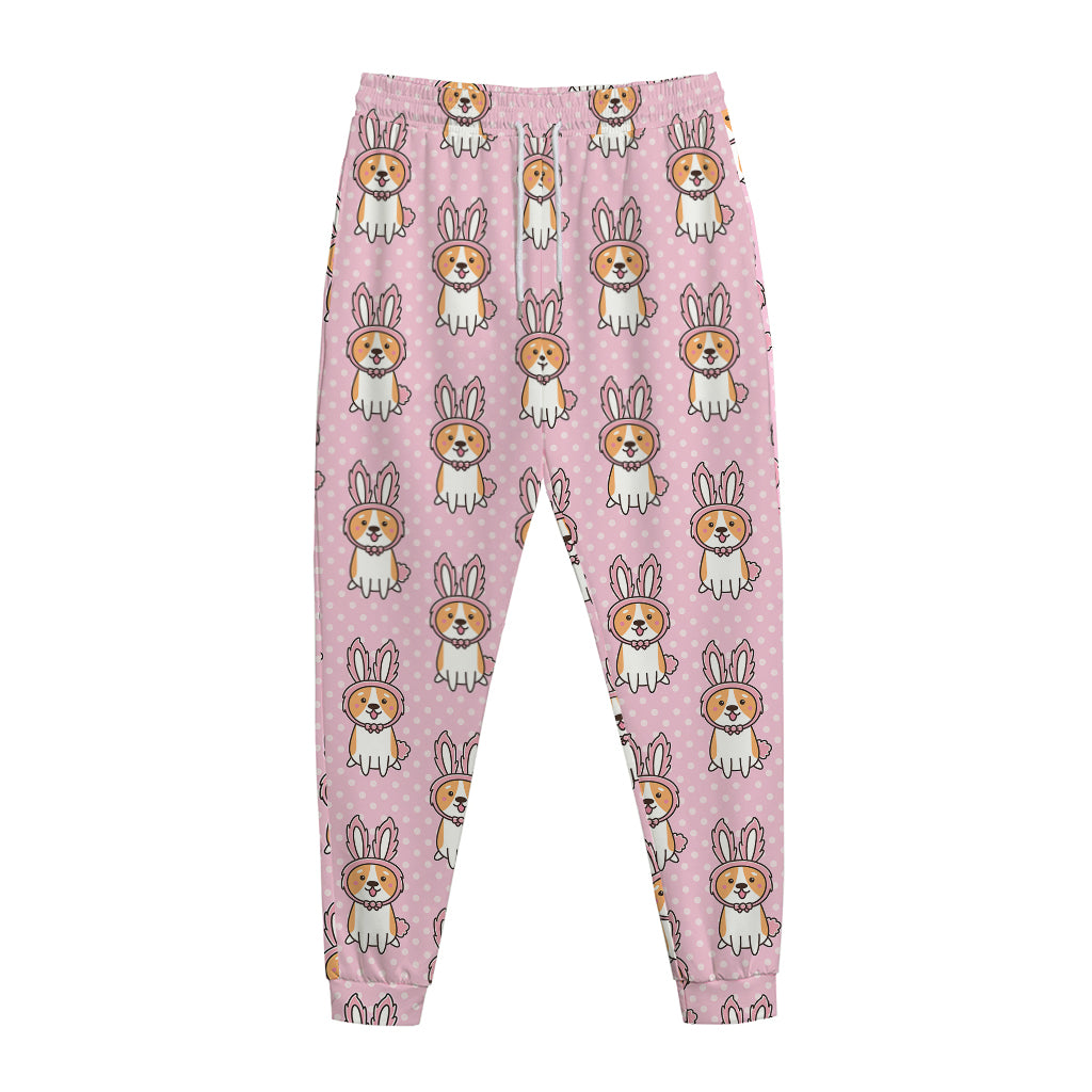 Bunny Corgi Pattern Print Jogger Pants