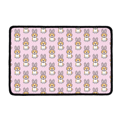 Bunny Corgi Pattern Print Kitchen Mat