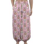 Bunny Corgi Pattern Print Lantern Pants