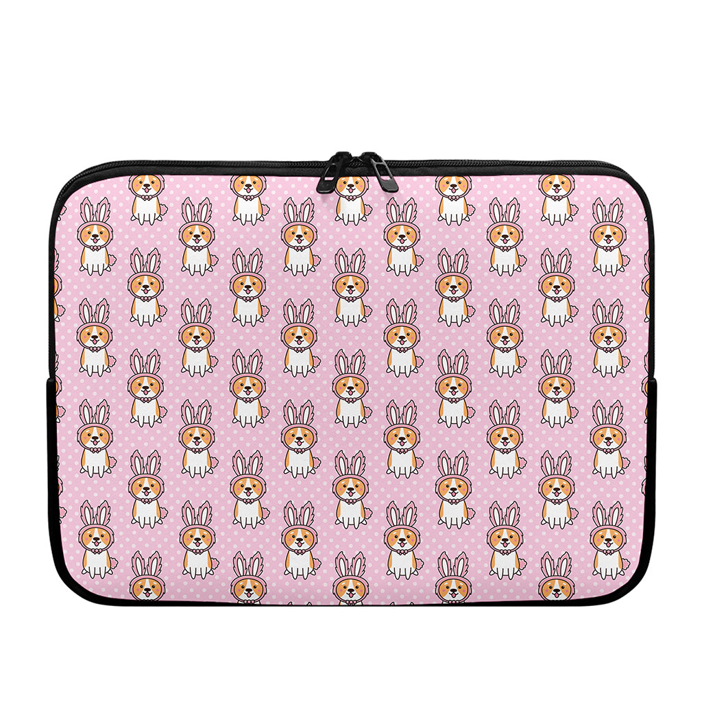 Bunny Corgi Pattern Print Laptop Sleeve