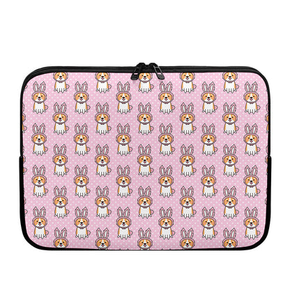 Bunny Corgi Pattern Print Laptop Sleeve