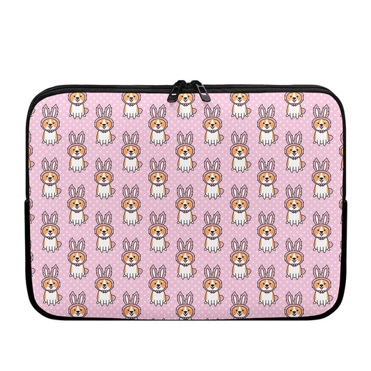Bunny Corgi Pattern Print Laptop Sleeve