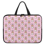 Bunny Corgi Pattern Print Laptop Sleeve With Handle