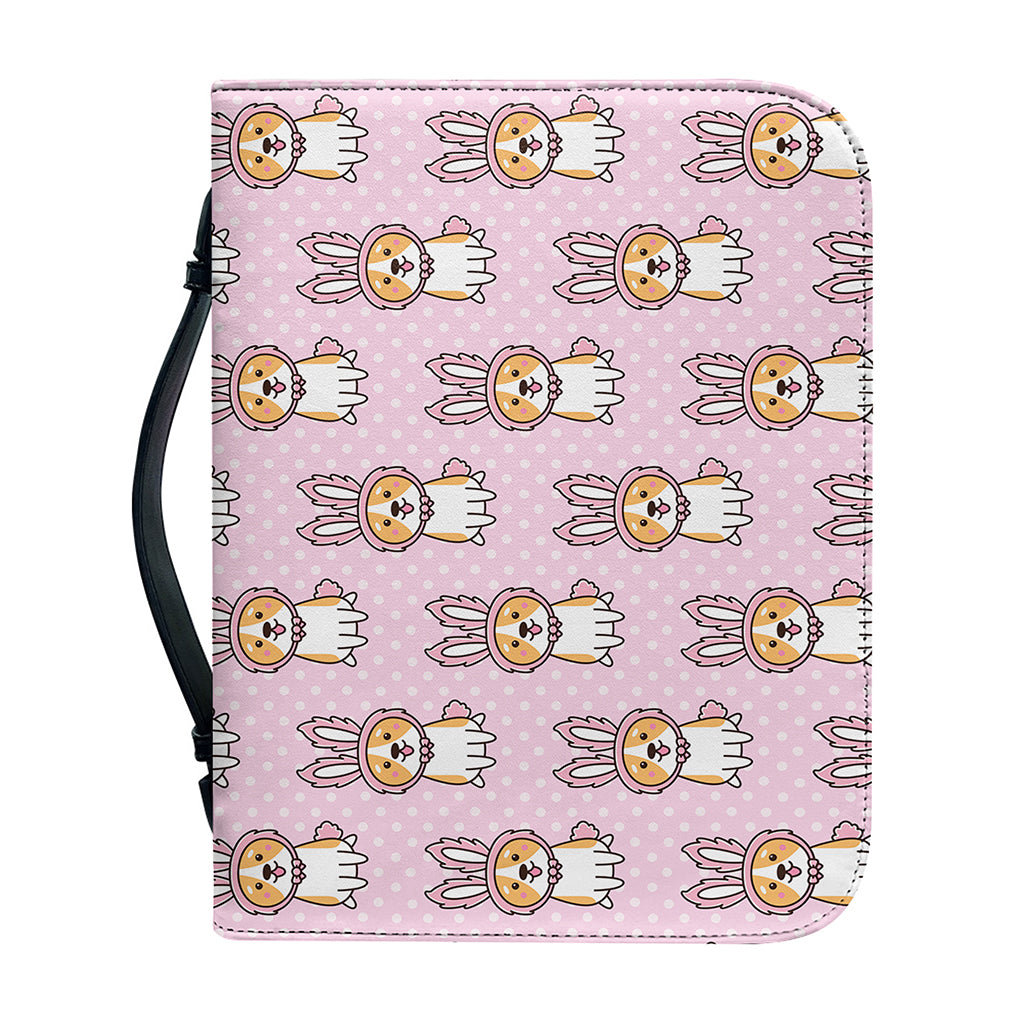 Bunny Corgi Pattern Print Leather Bible Cover