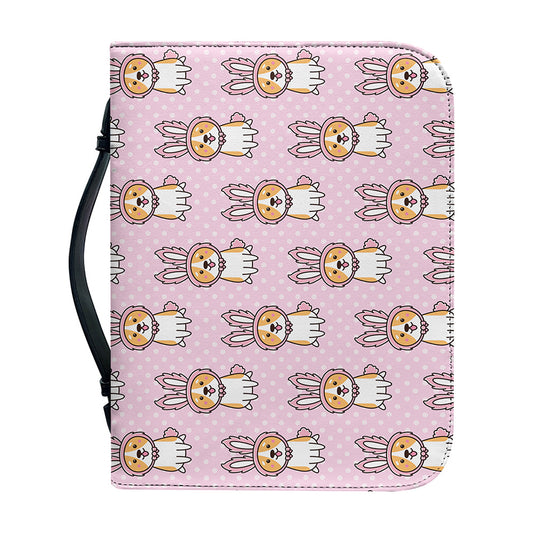 Bunny Corgi Pattern Print Leather Bible Cover