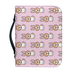 Bunny Corgi Pattern Print Leather Bible Cover