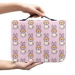 Bunny Corgi Pattern Print Leather Bible Cover
