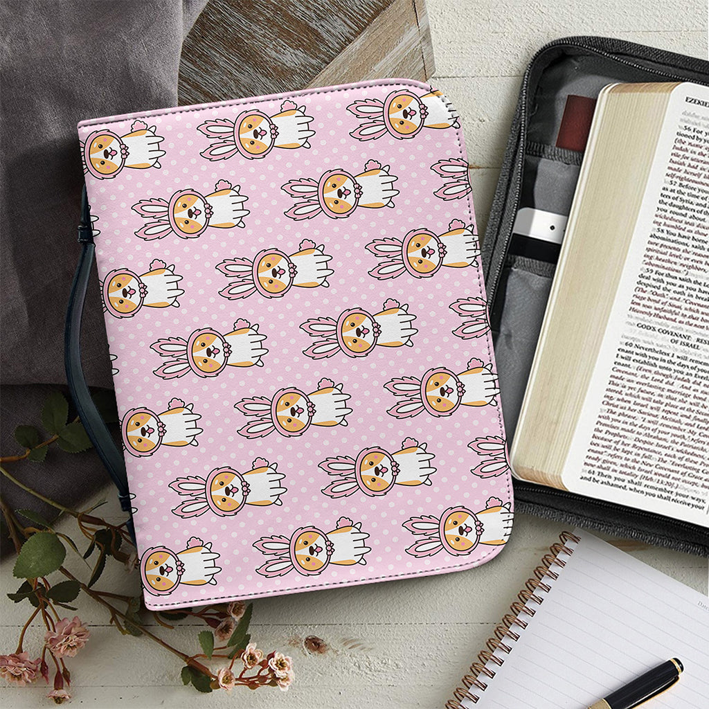Bunny Corgi Pattern Print Leather Bible Cover