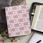 Bunny Corgi Pattern Print Leather Bible Cover