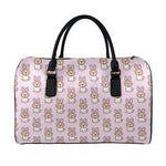 Bunny Corgi Pattern Print Leather Duffle Bag