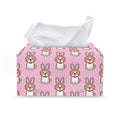 Bunny Corgi Pattern Print Leather Tissue Box Cover