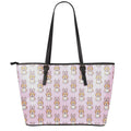 Bunny Corgi Pattern Print Leather Tote Bag With Zipper