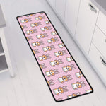 Bunny Corgi Pattern Print Long Kitchen Mat