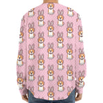 Bunny Corgi Pattern Print Long Sleeve Baseball Jersey